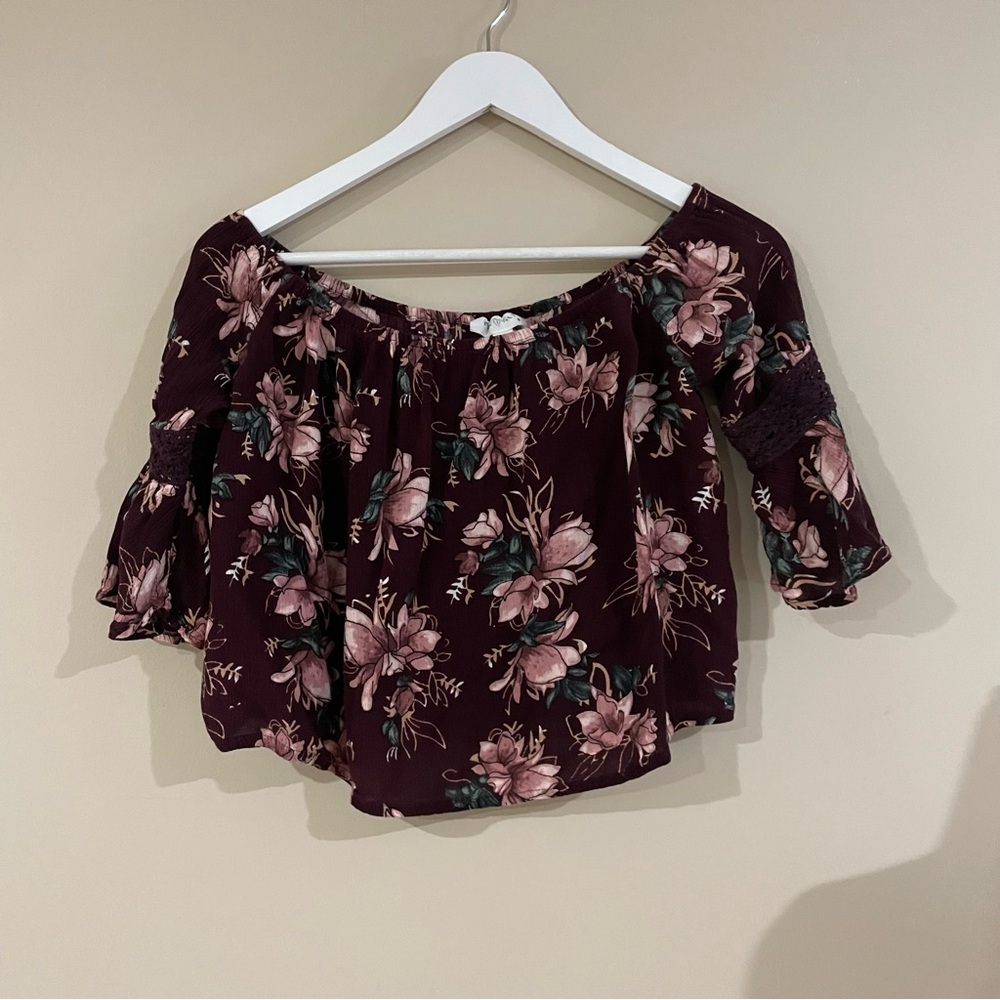 Full Tilt Burgundy Floral Blouse